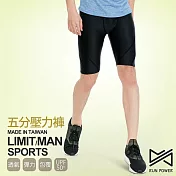 Run Power 男款五分運動型壓力褲5815黑色-M