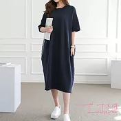 【Lockers 木櫃】前後拼接條紋短袖一步裙/連身裙