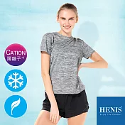 【HENIS】透涼純染 速乾機能排汗衫 (女款)M晨霧灰