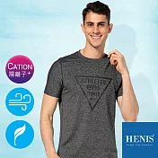 【HENIS】潮流三角 陽離子印染 輕透涼感衣M神秘灰