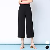 【MsMore】法國女人時尚美感包覆性強高腰八分冰絲寬褲#j103744M黑