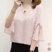 【MsMore】韓國美女秘書迷人飄逸五分袖上衣#j103789XL粉紅