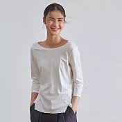 旅途原品_長相守_原創設計絲光棉七分袖T恤 M/L/XL　M米白