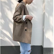 【那木】中長款雙排釦休閒外套(2色)   FREE巧咖色