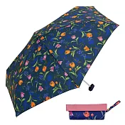 【because】日本晴雨兩用抗UV迷你折傘(含傘套) ‧藍鬱金香