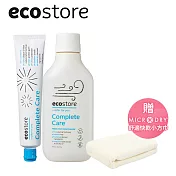 【ecostore】純淨全效牙膏100g+漱口水450ml+贈MICRODRY舒適快乾小方巾(象牙白)