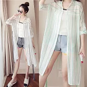 【MsMore】韓國新潮流綁帶高挑條紋輕薄防曬長外罩#j103721M黑