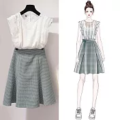 【初色】氣質百搭襯衫+短裙套裝-白色-93112(M-2XL可選)L白色