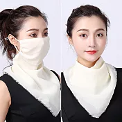 防曬透氣雪紡二用口罩護頸絲巾 (米)