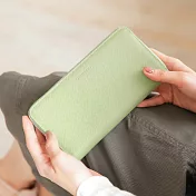 CHENSON真皮 讓錢住飯店8卡5鈔拉鍊長夾 (W00528-G)薄荷綠
