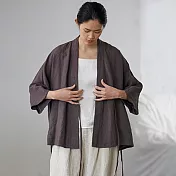 旅途原品_陌陌生活_原創設計漢服綁帶亞麻小衫 M/L/XL　M灰色