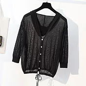 【初色】防曬開衫針織披肩薄外套-共4色-93242(F可選)F黑色