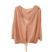 【初色】防曬開衫針織披肩薄外套-共4色-93242(F可選)F粉咖