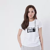 復古相機短袖蜜桃棉女TM白