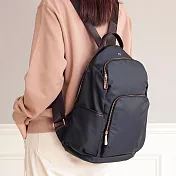 CHENSON 真皮8口袋!防盜後背包 (W09023-9)深藍