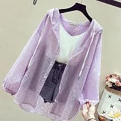 【初色】中長款防曬條紋薄外套-共3色-93243(M-2XL可選)M紫色