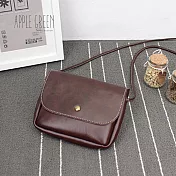 Apple Green 皮革掀蓋迷你斜背包(咖啡)