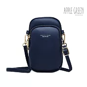 Apple Green 皮革斜背手機包(藍)