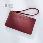 Apple Green 簡約皮革小手包(棗紅)