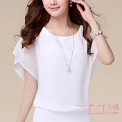 【Lockers 木櫃】精練復古蝙蝠袖雪紡衫-3色白色