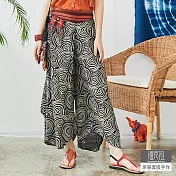【潘克拉】編織腰頭同心原八角褲 TM1035 FREE黑色