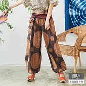 【潘克拉】編織腰圓圈印花燈籠褲 TM1036 FREE咖啡色