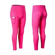 【KISSDIAMOND】彈力超高腰塑腹側口袋9分款壓縮褲-2060S玫紅