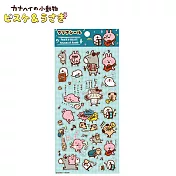 【日本正版授權】卡娜赫拉 貼紙/手帳貼 日本製 P助 兔兔 卡娜赫拉的小動物 -藍綠款