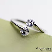 【Sayaka紗彌佳】西雅圖之夜雙鑽交錯造型銀戒開口戒
