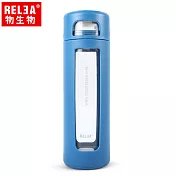 【香港RELEA物生物】超值兩入組> 550ml拾彩抗摔防震密封耐熱玻璃杯_純淨藍