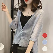 【MsMore】 韓國蜜桃佳人清爽涼紗2件式防曬罩衫#j103988M藍