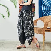 【潘克拉】雙口袋玫瑰花小飛鼠褲 TM1031 FREE黑色