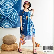 【潘克拉】藍染極光圈雙層連身裙 TM1003 FREE藍色