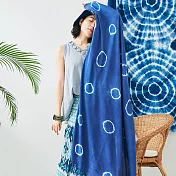 【潘克拉】手工藍染萬用防曬大披巾-圈圈 TM1018　藍色