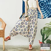 【潘克拉】螺旋印花鬆緊腰飛鼠褲 TM1086 FREE藍色