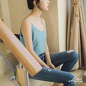 【AnZa】雙層雪紡純色吊带背心(5色)FREE天藍