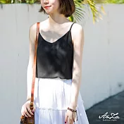 【AnZa】雙層雪紡純色吊带背心(5色)FREE黑