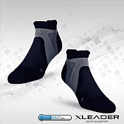 【LEADER】ST-02 X型繃帶 加厚耐磨避震短襪 機能除臭運動襪ˍ 男款(深藍灰)