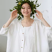 旅途原品_天空_原創設計寬鬆亞麻短外套 M/L/XL　M白色