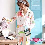【天使霓裳】居家睡衣 童趣叢林 印花二件式長袖哺乳孕婦套裝月子服 白F