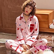 【天使霓裳】居家睡衣 鮮甜莓果 印花二件式長袖哺乳孕婦套裝月子服 粉F