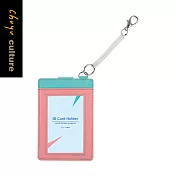 珠友 雙層扣式票卡夾/證件套/卡套/工作證/附伸縮彈簧扣01粉