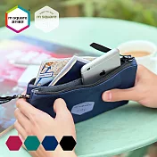 m square 三層字母拉鏈手拿包寶藍