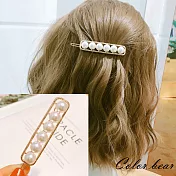 【卡樂熊】韓版金屬鏤空珍珠造型髮夾/扣夾(三色)-白色