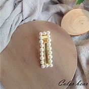 【卡樂熊】韓版簡約幾何珍珠造型髮夾/邊夾(四款)-長方形