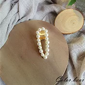 【卡樂熊】韓版簡約幾何珍珠造型髮夾/邊夾(四款)-水滴款