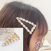 【SJ】氣質優雅水鑽珍珠幾何造型髮夾/BB夾(兩款)-三角形