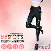 BeautyFocus全彈抗縮機能運動緊身褲5821-S灰線條