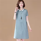 【初色】小圓點休閒連衣裙-藍色-93398(M-2XL可選)M藍色