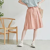 【慢。生活】半鬆緊腰帶環中長A字裙 8520　FREE粉紅